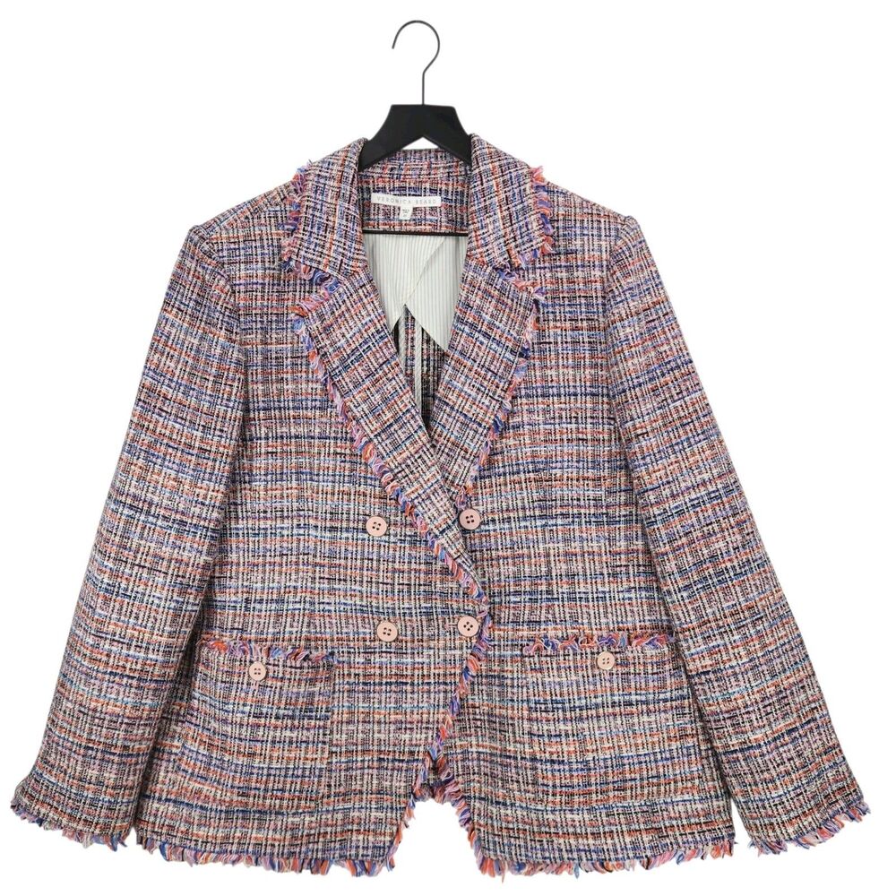 Veronica Beard Multicolor Tweed Double-Breasted Blazer